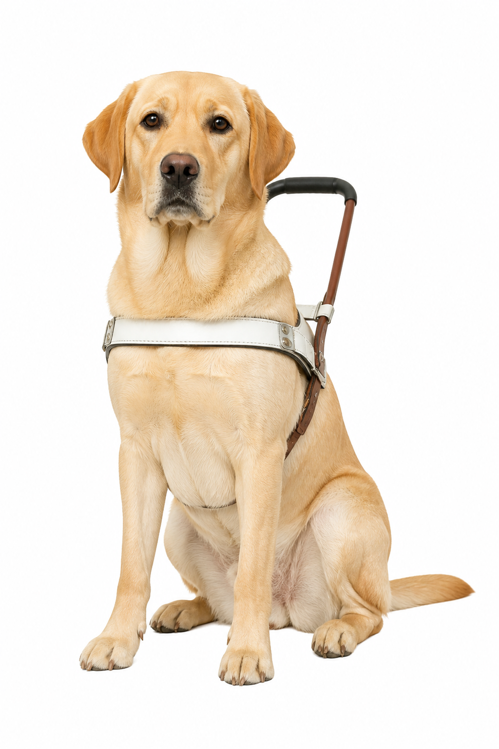 Blindengeleidehond met geleidehondentuig
